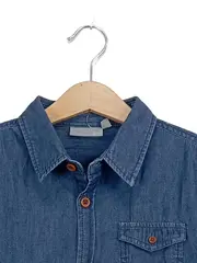 Vorschaubild 3 von Kinder Jeanshemd Freizeithemd Gr. 134 Blau Baumwolle Langarm