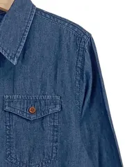 Vorschaubild 4 von Kinder Jeanshemd Freizeithemd Gr. 134 Blau Baumwolle Langarm