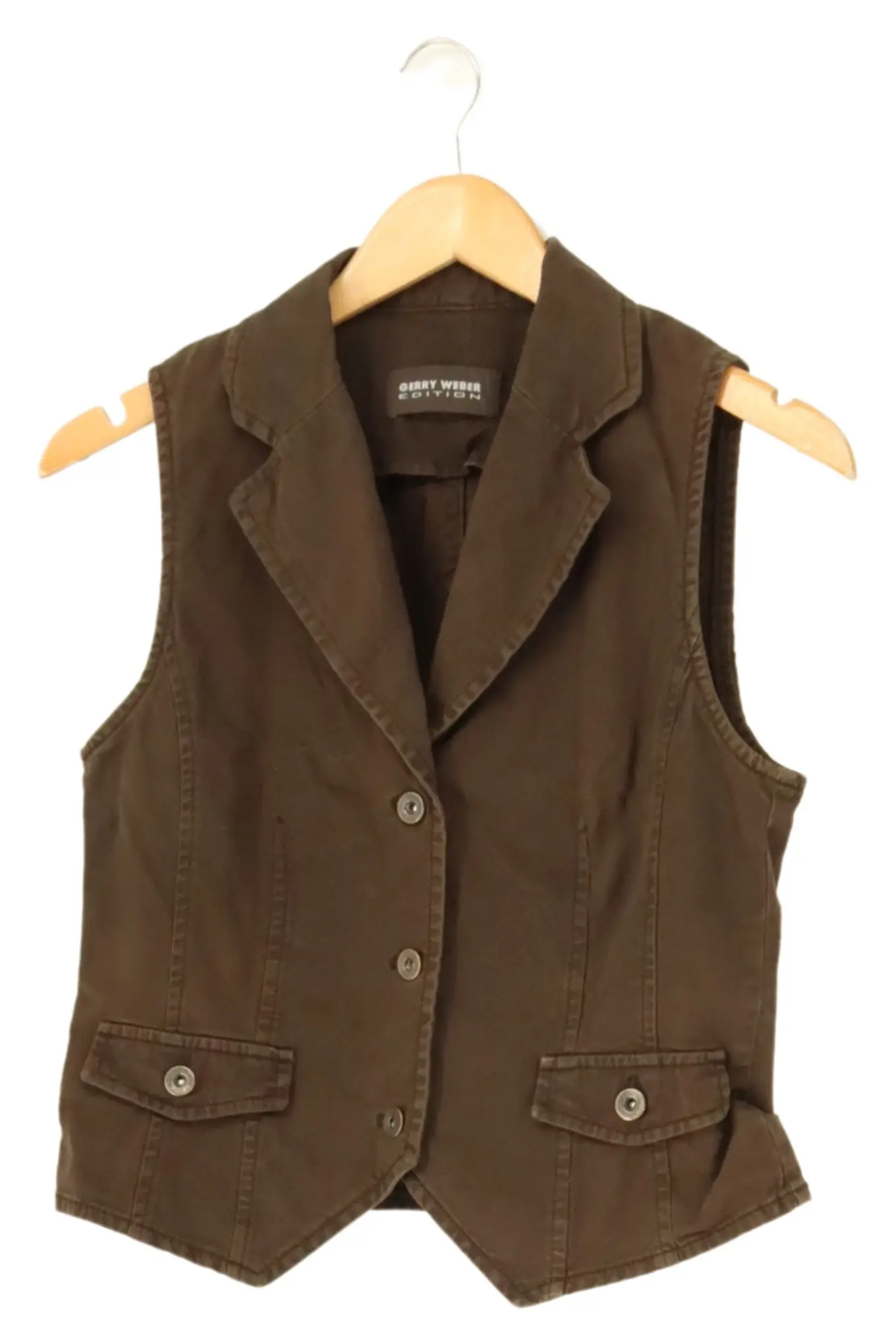 GERRY WEBER Damen Pullunder Gr. 36/S Braun Casual Vintage