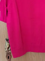 Vorschaubild 3 von Damen Pullover V-Ausschnitt Kurzarm Pink Gr. 44/XXL Casual Baumwolle