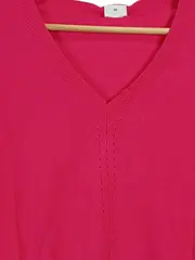 Vorschaubild 4 von Damen Pullover V-Ausschnitt Kurzarm Pink Gr. 44/XXL Casual Baumwolle