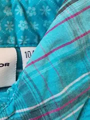 Vorschaubild 6 von Kinder Bluse Kariert Türkis Gr. 104/110 Casual Langarm
