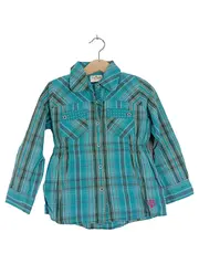 Vorschaubild 1 von Kinder Bluse Kariert Türkis Gr. 104/110 Casual Langarm