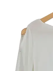 Vorschaubild 2 von Damen Langarmshirt Gr. 34/XS Weiß Elegant Cut-Outs