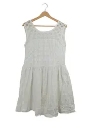Vorschaubild 1 von Damen Freizeitkleid Lochmuster Weiß Gr. XL Baumwolle