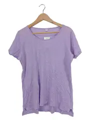 Vorschaubild 1 von Damen T-Shirt Gr. 42 XL Lila Leinen Casual Kurzarm