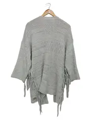 Vorschaubild 2 von Damen Strickjacke Grau 34/XS Fransen Bohemian Cardigan