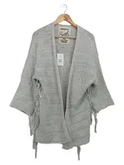 Vorschaubild 1 von Damen Strickjacke Grau 34/XS Fransen Bohemian Cardigan