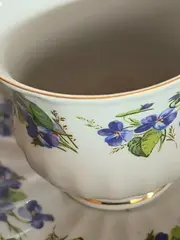 Vorschaubild 2 von Kaffeeservice Porzellan Weiß Blumenmuster Veilchen 3-teilig