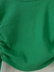 Vorschaubild 5 von Damen Top Grün Gr. 36/S mit Raffung und Kordelzug Casual