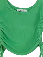 Vorschaubild 2 von Damen Top Grün Gr. 36/S mit Raffung und Kordelzug Casual
