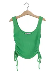 Vorschaubild 1 von Damen Top Grün Gr. 36/S mit Raffung und Kordelzug Casual