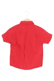 Vorschaubild 2 von Kinder Freizeithemd Rot Gr. 116 Kurzarm Reißverschluss Baumwolle