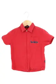 Vorschaubild 1 von Kinder Freizeithemd Rot Gr. 116 Kurzarm Reißverschluss Baumwolle