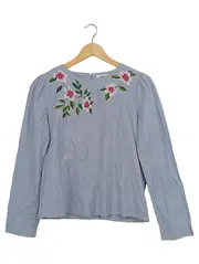 Vorschaubild 1 von EDC Damen Bluse 34/XS Mehrfarbig Gestreift Blumenstickerei Casual