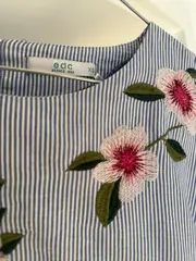 Vorschaubild 3 von EDC Damen Bluse 34/XS Mehrfarbig Gestreift Blumenstickerei Casual
