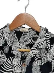 Vorschaubild 2 von HIP & HOPPS Kinder Hawaiihemd Gr. 146 Kurzarm Palmenblätter Schwarz Weiß