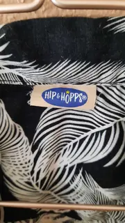 Vorschaubild 3 von HIP & HOPPS Kinder Hawaiihemd Gr. 146 Kurzarm Palmenblätter Schwarz Weiß