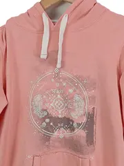 Vorschaubild 2 von Damen Kapuzenpullover Hoodie Gr. 36/S Rosa Casual mit Print