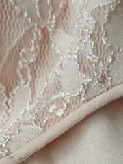 Vorschaubild 4 von Damen Festliches Kleid Gr. 36/S Rosa Spitze Pailletten Ärmellos