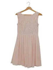 Vorschaubild 1 von Damen Festliches Kleid Gr. 36/S Rosa Spitze Pailletten Ärmellos
