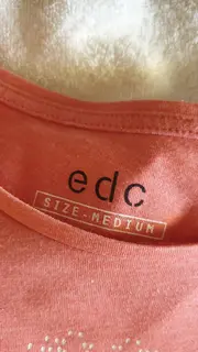 Vorschaubild 3 von EDC T-Shirt Damen Pink Schriftzug Applikationen Gr. 38/M Kurzarm Freizeit