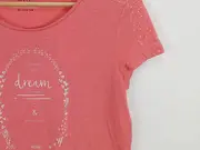 Vorschaubild 2 von EDC T-Shirt Damen Pink Schriftzug Applikationen Gr. 38/M Kurzarm Freizeit