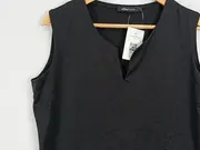 Vorschaubild 3 von Top Damen Gr. 44 Schwarz Basic Ärmellos V-Ausschnitt
