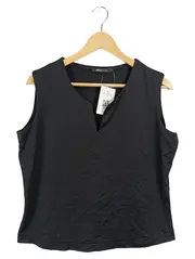 Vorschaubild 1 von Top Damen Gr. 44 Schwarz Basic Ärmellos V-Ausschnitt