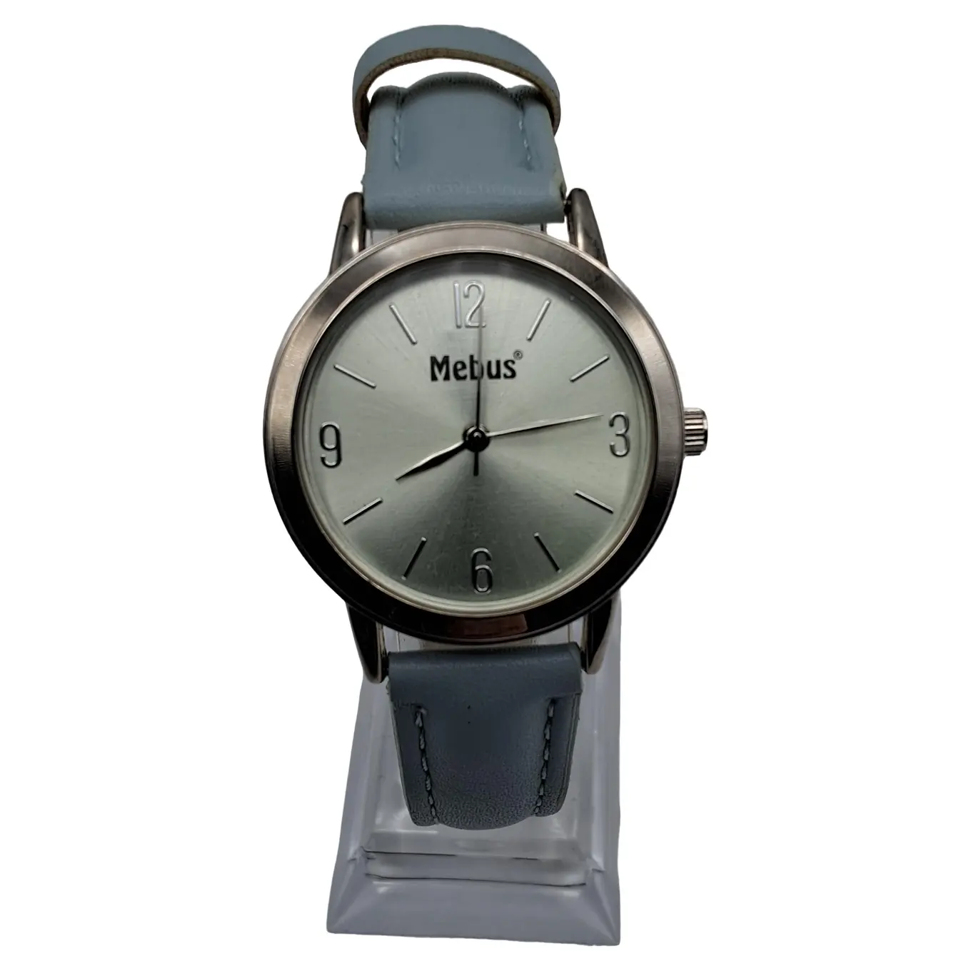 MEBUS Damenuhr Armbanduhr Blau Lederarmband Analog Minimalistisch