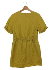 Vorschaubild 2 von Blusenkleid Damen XS 34 Gelb Lyocell Freizeitkleid Raffungen Minikleid