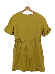 Vorschaubild 1 von Blusenkleid Damen XS 34 Gelb Lyocell Freizeitkleid Raffungen Minikleid