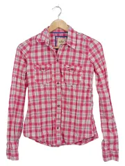 Vorschaubild 1 von Damen Hemdbluse Kariert Rosa Weiß Blau Gr. XS Baumwolle