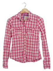 Vorschaubild 2 von Damen Hemdbluse Kariert Rosa Weiß Blau Gr. XS Baumwolle