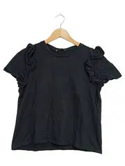 Vorschaubild 1 von Damen T-Shirt Rüschenärmel Schwarz Gr. M Kurzarm