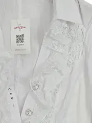 Vorschaubild 4 von Damen Bluse Gr. 38 Weiß mit Rüschen Langarm Elegant