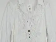 Vorschaubild 3 von Damen Bluse Gr. 38 Weiß mit Rüschen Langarm Elegant