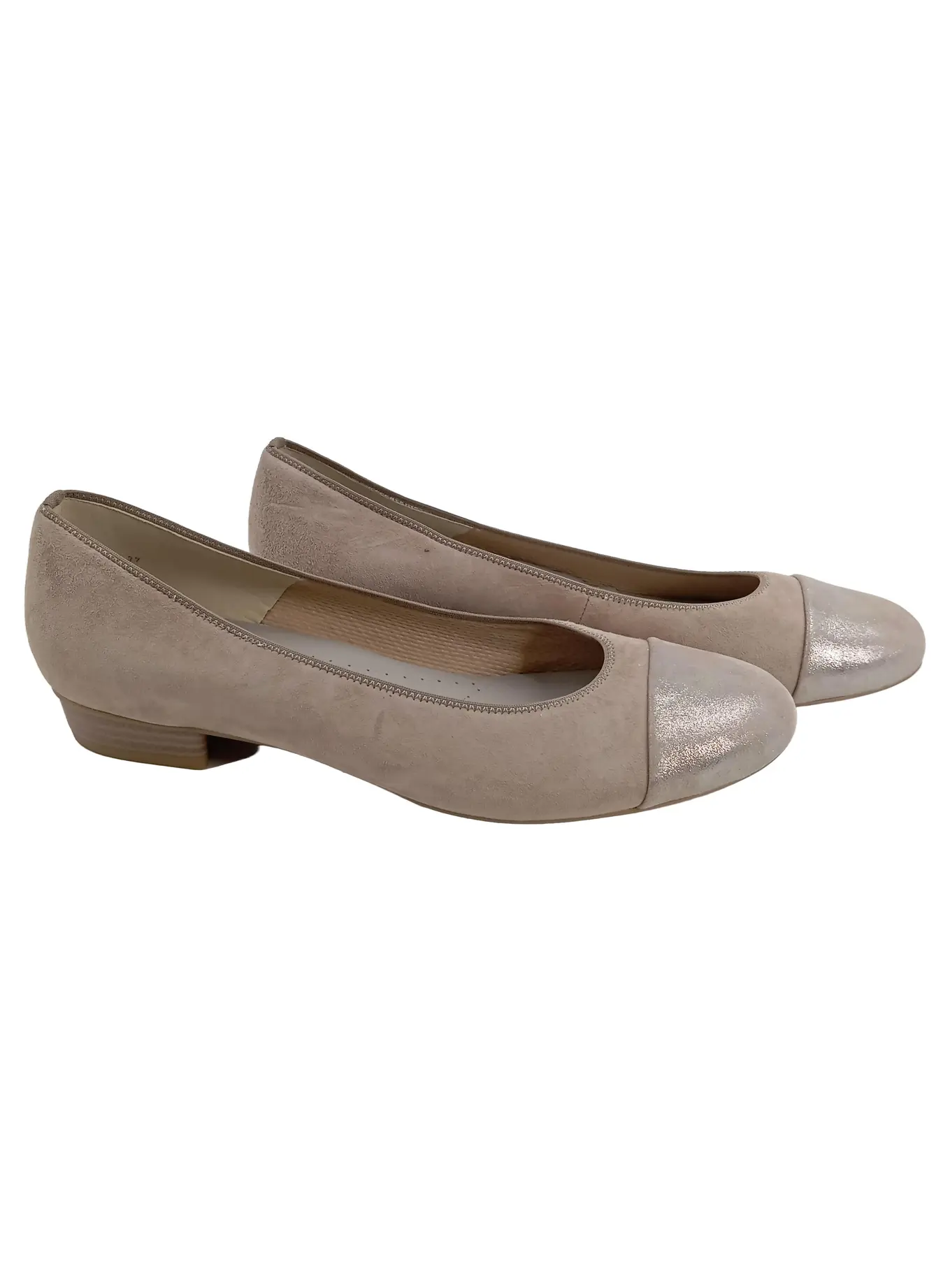 JENNY Damen Ballerinas Gr. 41 Beige Klassisch mit Metallic-Kappe