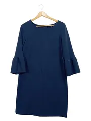 Vorschaubild 1 von Businesskleid Damen Gr. 36 Dunkelblau 3/4-Arm Rüschen