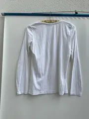 Vorschaubild 2 von Damen Langarmshirt Basic Weiß Gr. 38/M Baumwolle