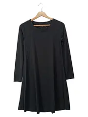Vorschaubild 1 von Damen Businesskleid Gr. 34/XS Schwarz Elegant Minimalistisch Langarm