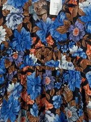 Vorschaubild 2 von Sommerkleid Damen M Blumenmuster Boho Langarm V-Ausschnitt Blau