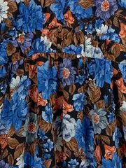 Vorschaubild 3 von Sommerkleid Damen M Blumenmuster Boho Langarm V-Ausschnitt Blau