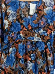 Vorschaubild 5 von Sommerkleid Damen M Blumenmuster Boho Langarm V-Ausschnitt Blau