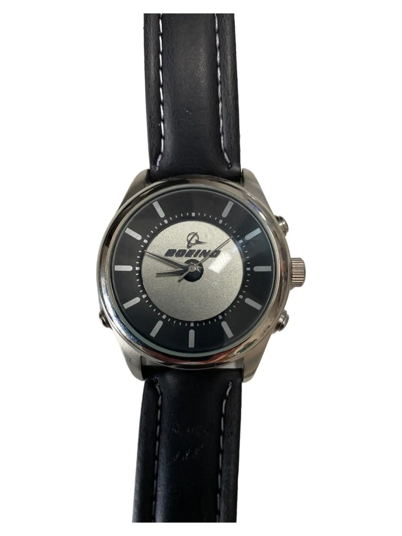 BOEING Herren Armbanduhr Klassisch Leder Edelstahl Schwarz Alltag