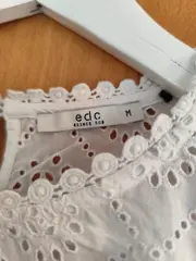 Vorschaubild 3 von Damen Top Off-Shoulder Lochstickerei Blau Weiß Gr. M