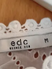 Vorschaubild 4 von Damen Top Off-Shoulder Lochstickerei Blau Weiß Gr. M