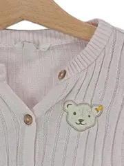 Vorschaubild 2 von Strickjacke Rosa Gr. 68 Kinder Baumwolle Rippstrick Bär Motiv