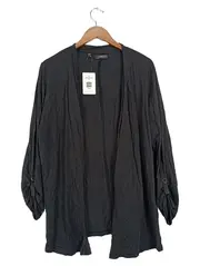 Vorschaubild 1 von Strickjacke Damen 3/4 Arm Schwarz Gr. 44 XXL Baumwolle