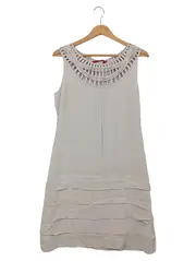 Vorschaubild 1 von Kleid Damen Gr. 38 Beige Elegant Cut-Outs Festlich Polyester